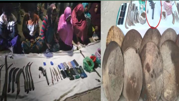 নগরকান্দায় যৌথ বাহিনীর  অভিযানে অবৈধ অস্ত্র ও মাদক উদ্ধার